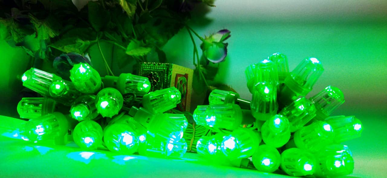 Generic Fancy Led Series Light 50 Bulbs 40 feet Length for Home and Office Decoration 8mm Diamond (2 Piece) Green Color
