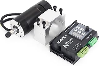 RATTMMOTOR CNC Air Cooled Spindle Motor 400W Blushless Spindle Motor ER8 12000RMP 0.45N.m+600W Brushless Spindle Motor Driver Controller Without Hall+55mm Spindle Mount Clamp for CNC Router Machine