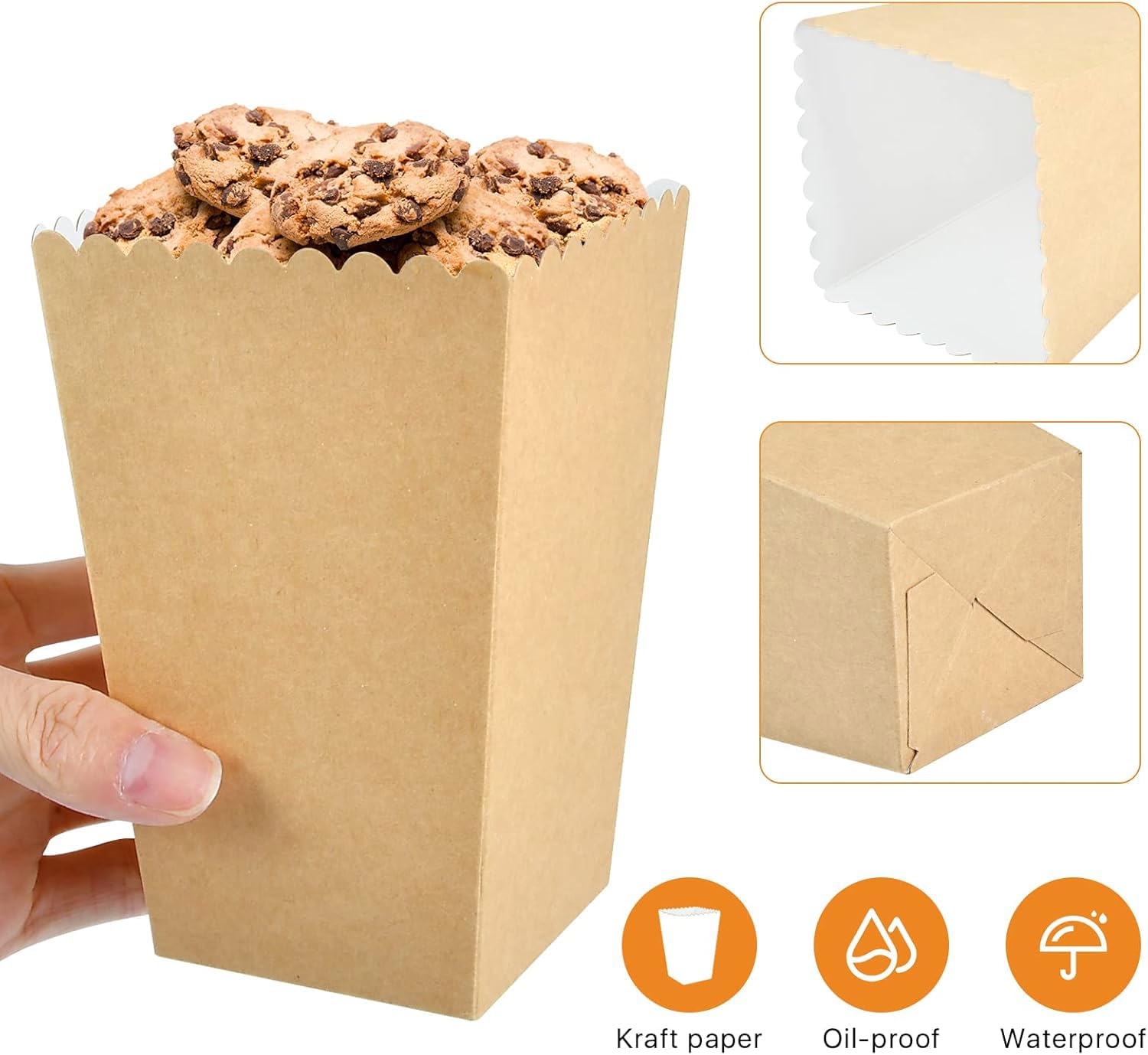 200 Sacchetti Per Popcorn In Carta Kraft - Stile Vintage Per Feste, Cinema E Compleanni, 6x9x21cm - Foto 3