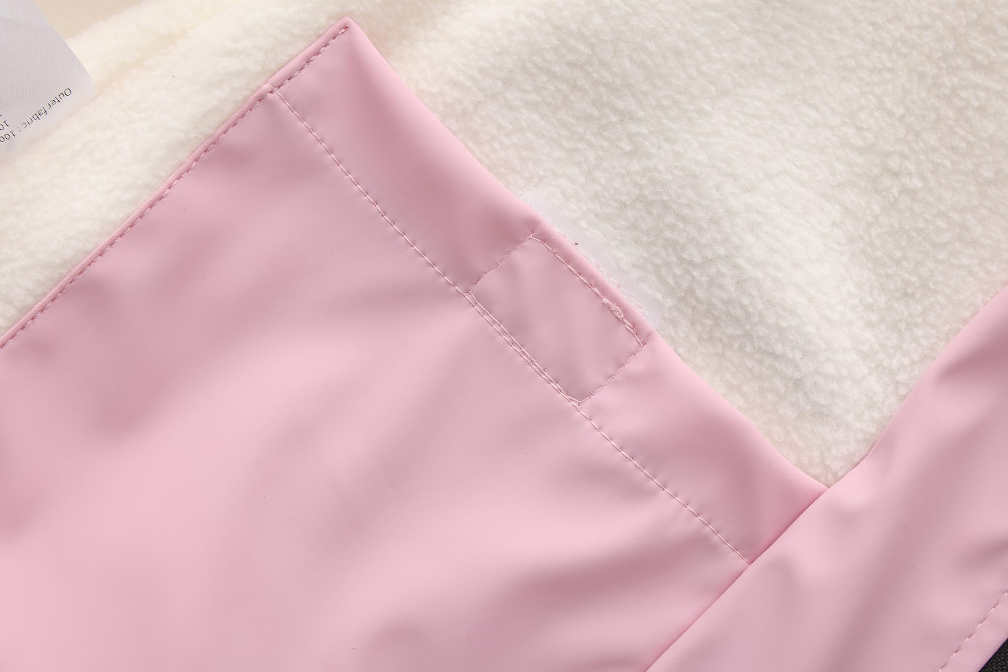 Ciré Imperméable 2 à 5 ans intérieur polaire fleece unisexe fille garçon avec Doublure Rayée sur capuche, Fermeture Éclair waterproof, Matière PU recyclable et minimisée de pollution