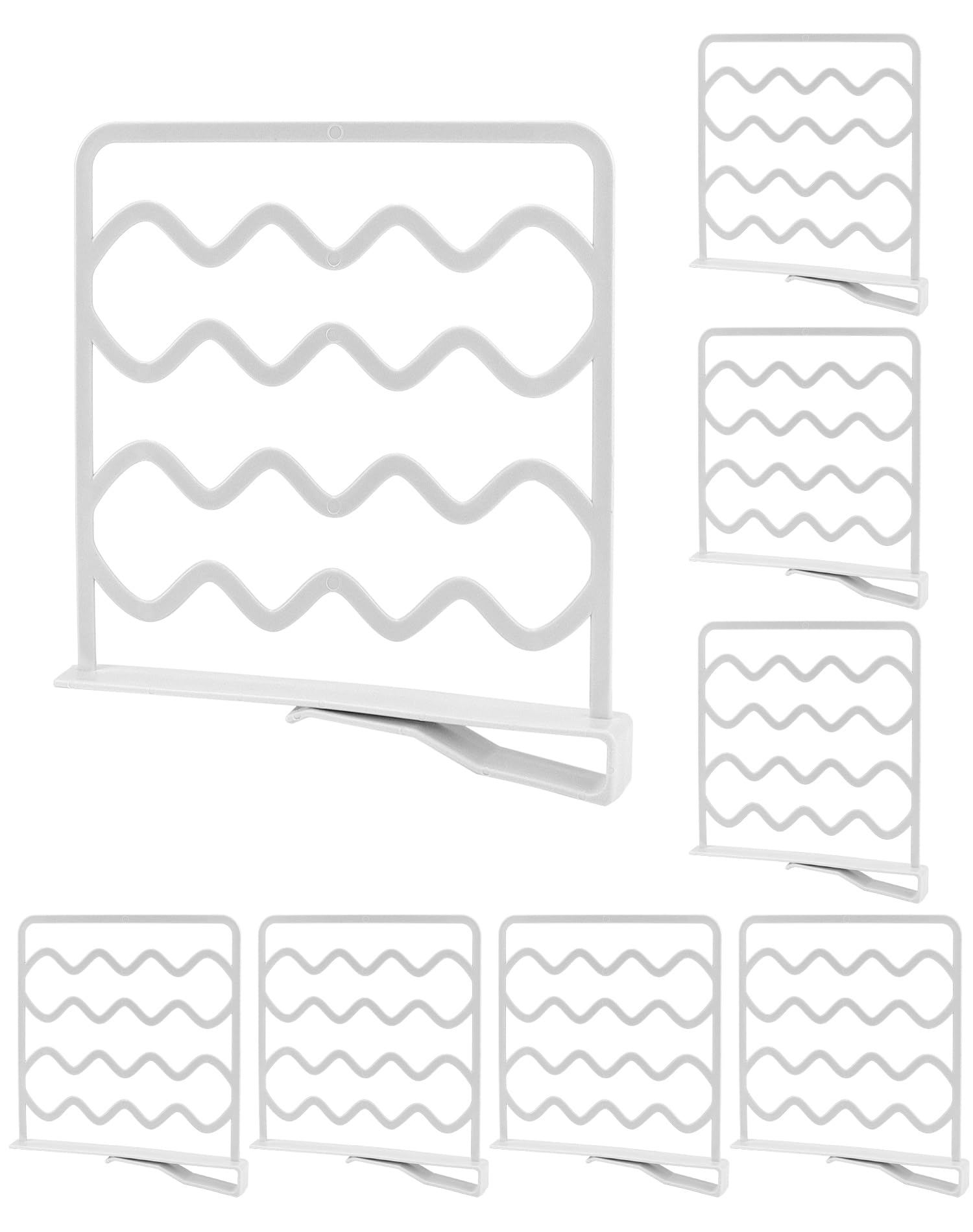 QWORK® 8Pcs Shelf Dividers For Wardrobe, Closet Clothes Dividers, No Drilling, Plastic, For Organizing Clothes, Towels, And Books