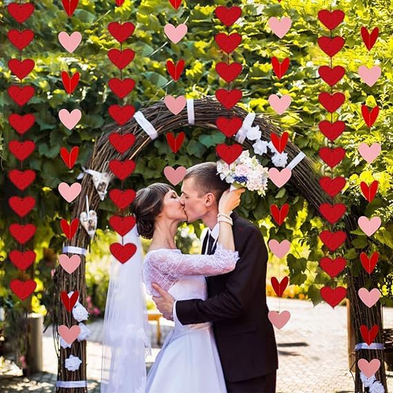 Miniatura 5 de 60 guirnaldas de corazón rojo para decoración del día de San Valentín, guirnalda colgante de San Valentín, decoración de San Valentín, decoraciones
