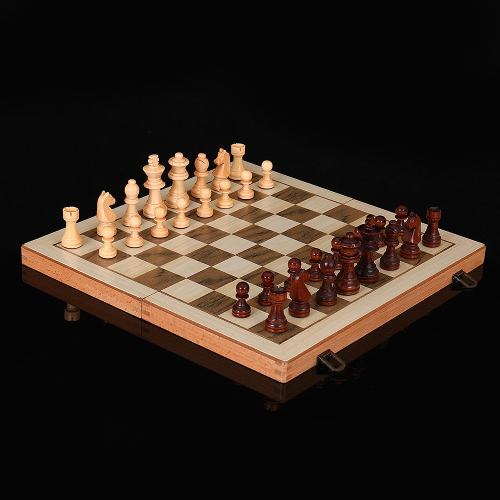 Générique Board de Set D'échecs, échec Pliant En Bois, Jeu de Société D'échecs, Ensemble D'échecs pour Débutants Portables, Jeu de Plateau D'échecs D'échecs Pou, 12po