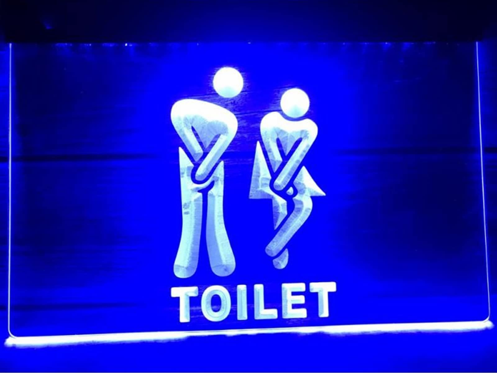 Letrero de neón LED de Entrada de baño Divertido Personalizado, Luces de neón de WC de baños USB para Luces de Noche de decoración de Pared,Azul,30x20cm