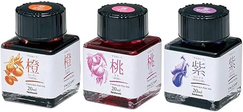 Nakabayashi TACCIA TFPI-WD20-3PC - Tinta para pluma estilográfica (tinte a base de agua), mini botella, 0.7 fl oz (0.7 fl oz), 3 unidades, rojo