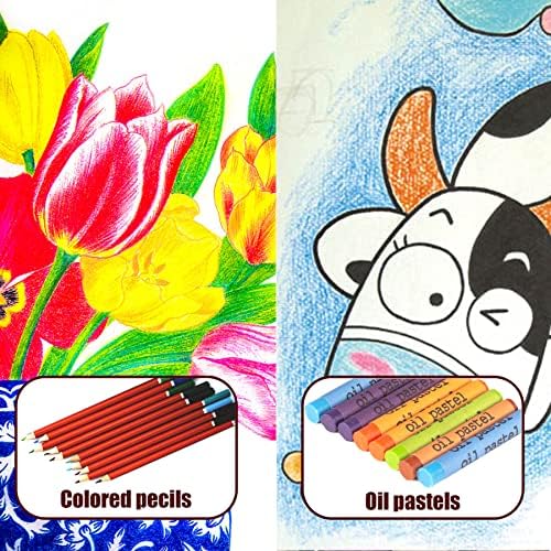 150PC Art Set, 2-Pack sketch Books, KINSPORY Coloring Art Kit, Wooden Drawing Art Supplies, Markers Crayon Colored Pencils for Budding Artists Kids Teens Boys Girls (Space Blue) 9 61Mp9lidT L. AC