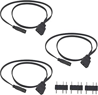 3Pcs 20 Inch 3-Pin PWM Fan Extension Cable, Black Sleeved PC Case Fan Power Cord, Computer Cooling Fan Cable, Compatible with 3-PinATX Motherboards