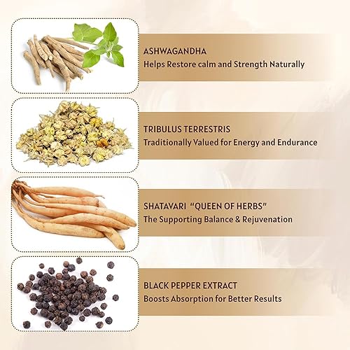 Miniatura 6 de Ashwagandha Cápsulas orgánicas de 1000 mg (90 cápsulas) hechas con ingredientes orgánicos Tribulus Terrestris, Shatavari y pimienta negra |
