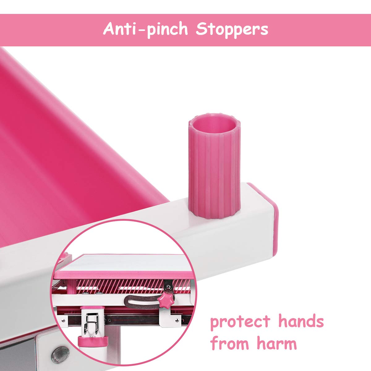 COSTWAY Set Scrivania e Sedia per Bambini 3-12 Anni, Altezza e Angolo Regolabile e Multifunzionale, Con Lampada di Protezione per gli Occhie Cornice per la Lettura (ROSA)