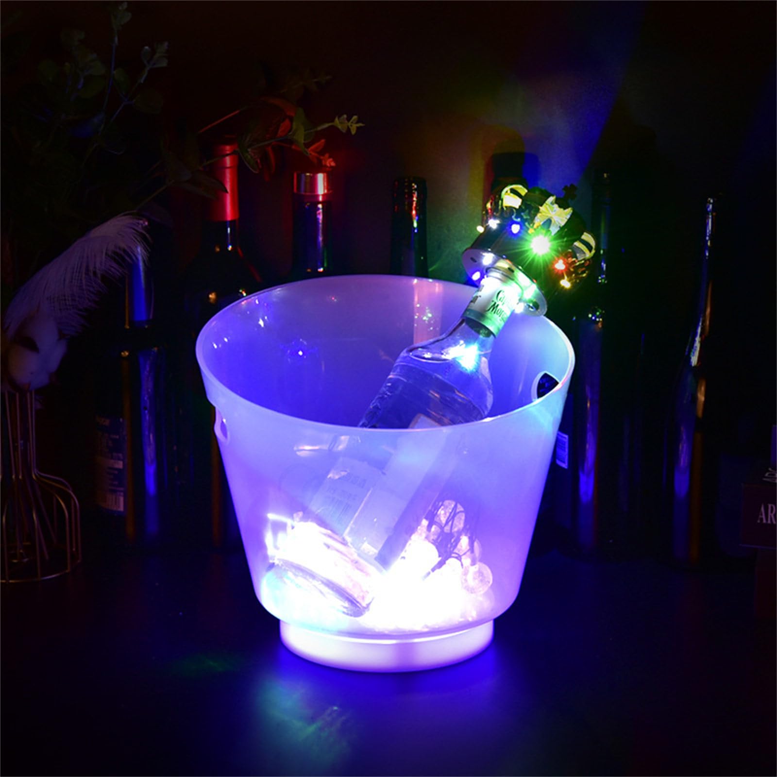 Enfriador de champán irrompible con luz Multicolor Construcción portátil Ideal para Bodas en la Playa Reuniones Enfriadores de champán Impermeables