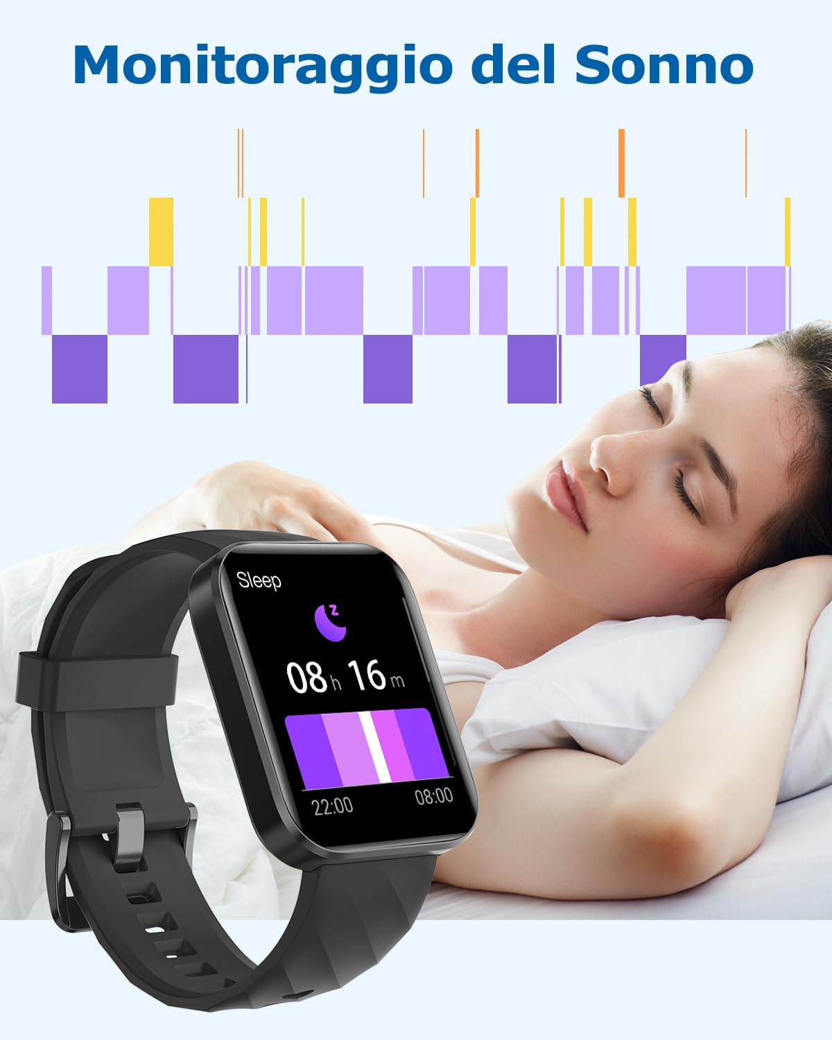 RUIMEN Smartwatch Uomo Donna Orologio Smart Watch Risposta Chiamate Contapassi Cardiofrequenzimetro da polso Saturimetro Orologio Fitness Sportivo Impermeabile Notifiche Messaggi per Android iOS Nero