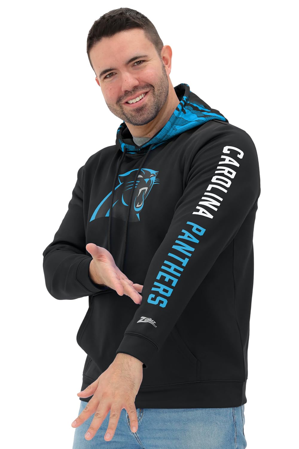 Zubaz NFL Football Men's Solid Team Hoodie with Camo Lined Hood and Sleeve Graphic — view 38