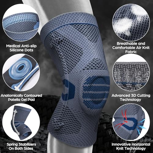 Image of NEENCA Professional Knee Brace for Pain Relief, Medical Knee Compression Sleeve, Knee Support with Horizontal Knit Tech for Meniscus Tear, ACL, Arthritis, Joint Pain, Runner, Workout