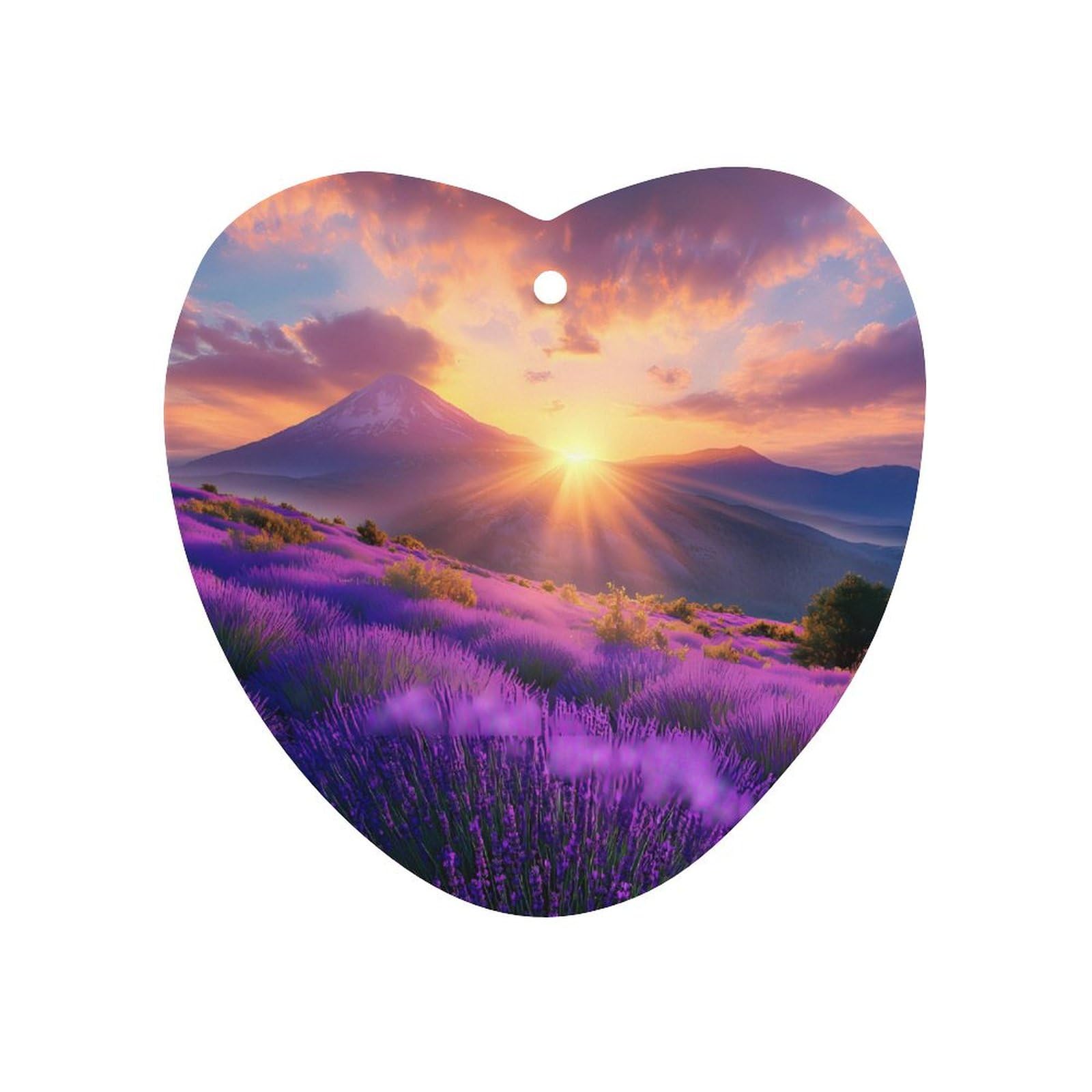 Lavender Flower Mountain Landscape Spring Car Air Freshener Hanging Aromatherapy Tablets for Car Accessories Love form