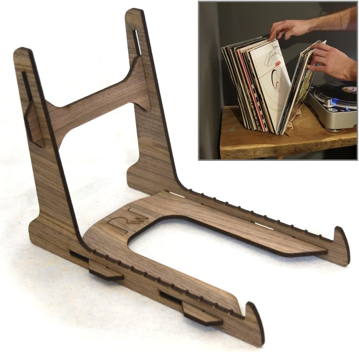 Vinyl Record Storage and Display Stand for 2550 Records, Walnut veneer