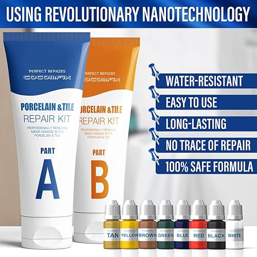 Miniatura 5 de Kit de reparación de porcelana, kit de reparación de azulejos, relleno de reparación de azulejos de cerámica, arregla astillas y grietas de azulejos