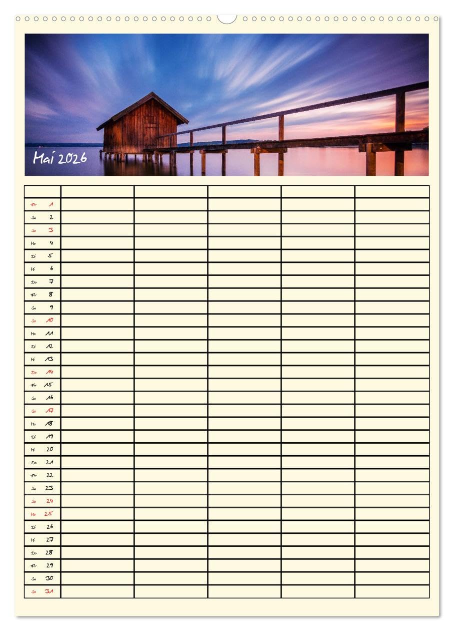 Urlaubsparadiese - Familienplaner (hochwertiger Premium Wandkalender 2026 DIN A2 hoch), Kunstdruck in Hochglanz