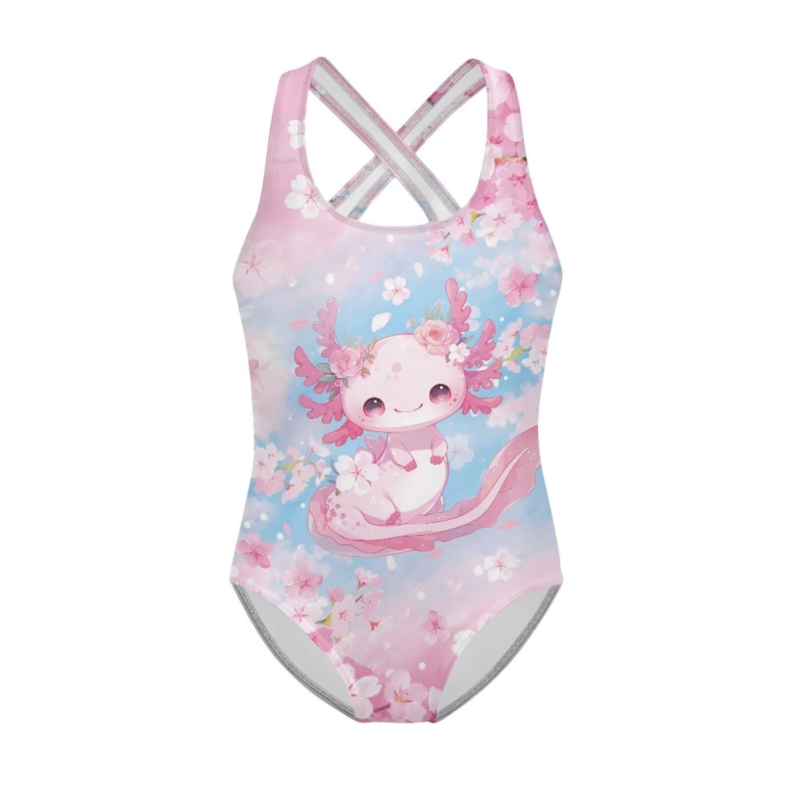 Xpyiqun Swimsuit for Girls One Piece Bathing Suits Size 5-14 Sleeveless Swimwear Cross Shoulder Strap Swimming Wear
