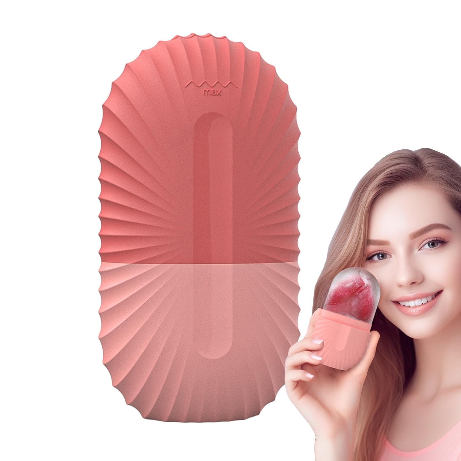 Yusheng Shell Pattern - Pink Ice Facial Mold - Cooling Refreshing Facial Ice Roller Ice Mold | Face Roller, Silicone Skincare Tool Beauty Facial Rollers, Brighten Skin