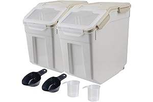 2 Pack 50lb Flour Storage Container - Rice Container with Measuring Cup and Scoop