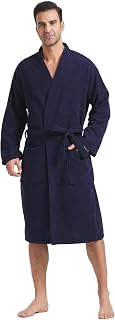 FashGudim Frottee-Bademantel für Männer Groß und Klein Kurzer Herren-Kimono-Bademantel Superabsorbierend Spa-Bademantel Wadenlang Mit Taschen