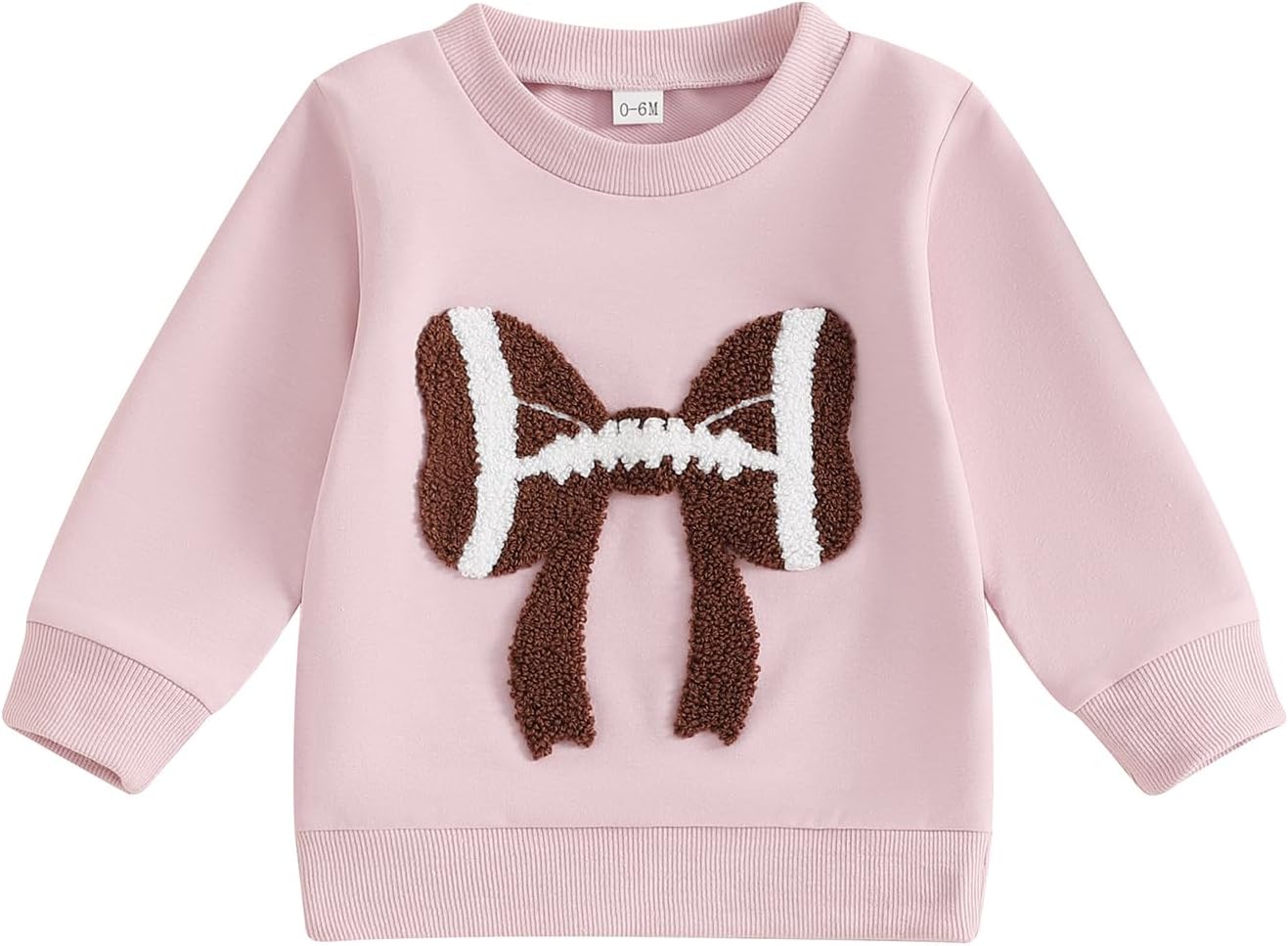 Karuedoo Toddler Baby Girl Football Outfit Football Bow Embroidery Crewneck Pullover Sweatshirt Long Sleeve Shirts Fall Tops
