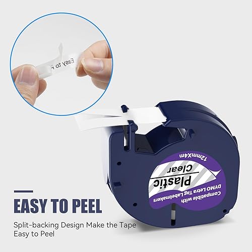 Miniatura 4 de 5 cintas de repuesto de plástico transparente para repuestos Dymo Letratag, compatible con recambios de rotuladora Dymo de 12 x 13 para Letra Tag