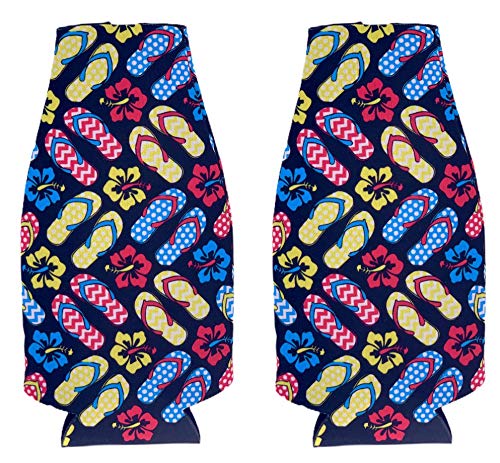 Flip Flop Pattern Beer Bottle Coolie (2 Pack)