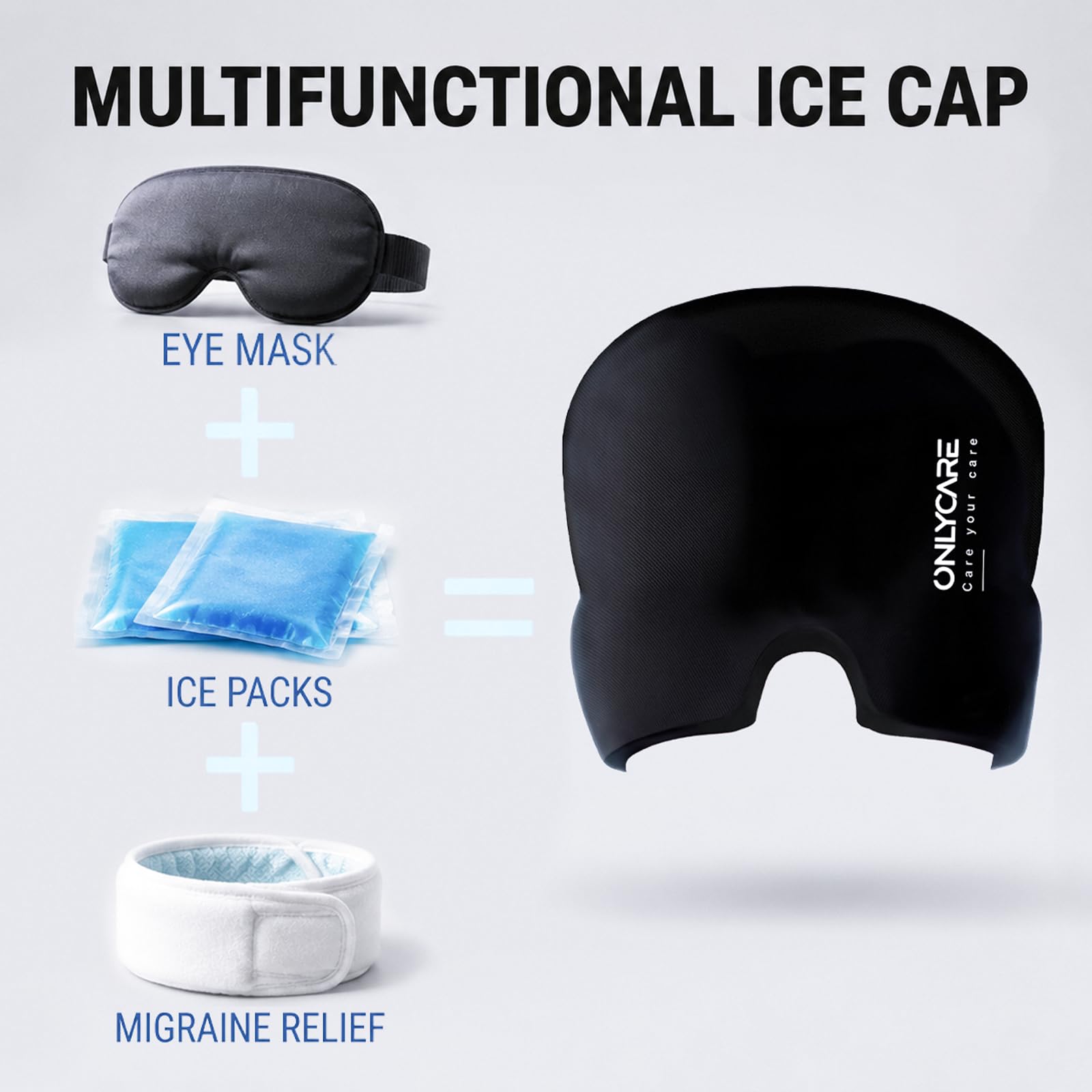 ONLYCARE Migraine Relief Cap, Headache Relief Cap Ice Pack Mask Head Wrap — Amazon image 7