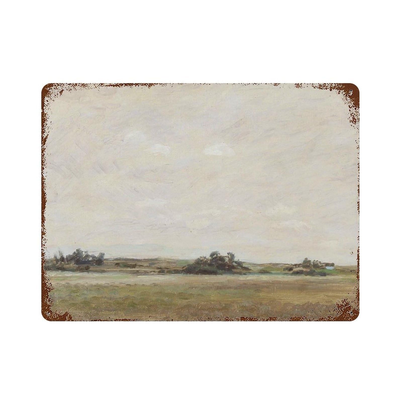 xiaoxiaoshen Vintage Landscape Painting, Moody, Countryside Wall Decor Art Metal Tin Poster Modern Home Decor Art Home Bar Shop Decorations Vintage Sign 30x40cm
