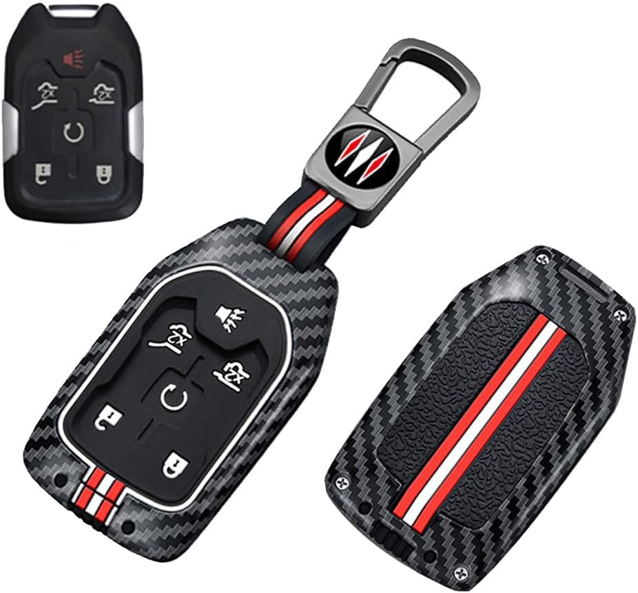 Heavy Key Fob Cover for Gmc Sierra 1500,Alloy Car Keychain Protector Accessories for Chevy Silverado 2019-2024