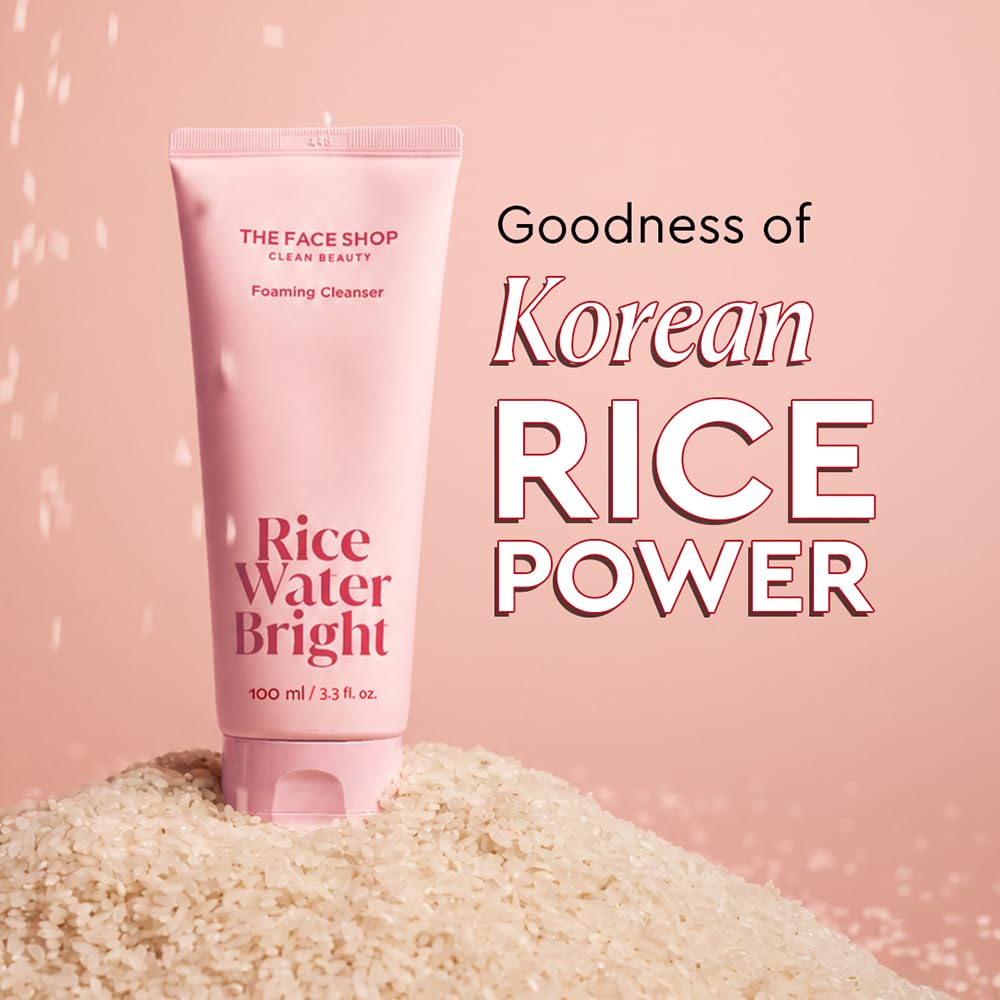 The Face Shop Rice Water Bright Foaming Face Wash 100ml | Face Wash for Glowing Skin | Cleanser for Uneven Skin Tone | Korean Skin Care, For Oily skin 3