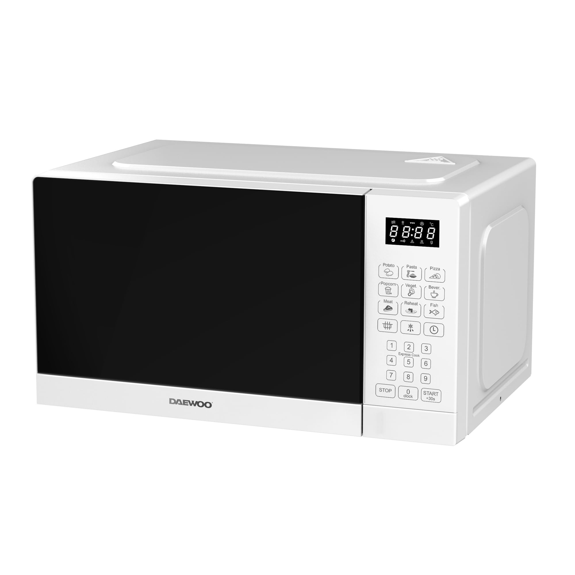 Microondas Daewoo MD-FA202SW-EU, 20 Litros de Capacidad, 700W de Potencia, 8 Programas, 5 Niveles de Potencia, Panel Digital, Color Blanco