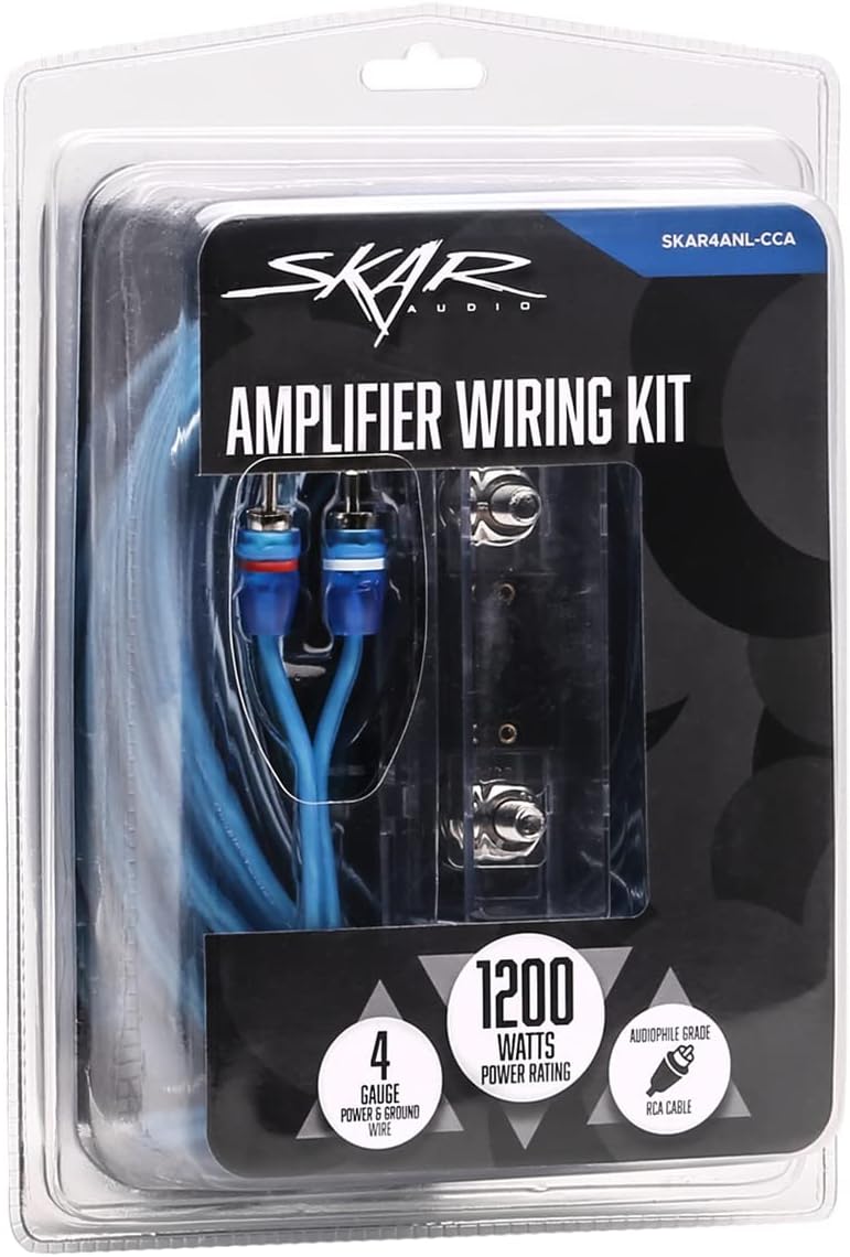 Skar Audio 4 Gauge Amplifier Wiring Kit - Blue, Copper Clad Aluminum, SKAR4ANL-CCA