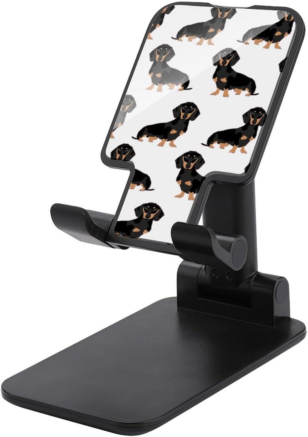 Dachshund Weiner Pet Dogs Folding Cell Phone Stand Adjustable Phone Holder for Desk Portable Phone Holder Universal Cellphone Stand Holder Compatible with Phone All Phones Black