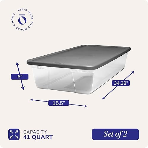 Vista 85 de Homz - Contenedores de plástico para almacenamiento, con tapas blancas, 6 cuartos de galón, transparentes, apilables Tapa azul,Tapa gris,Tapa blanca