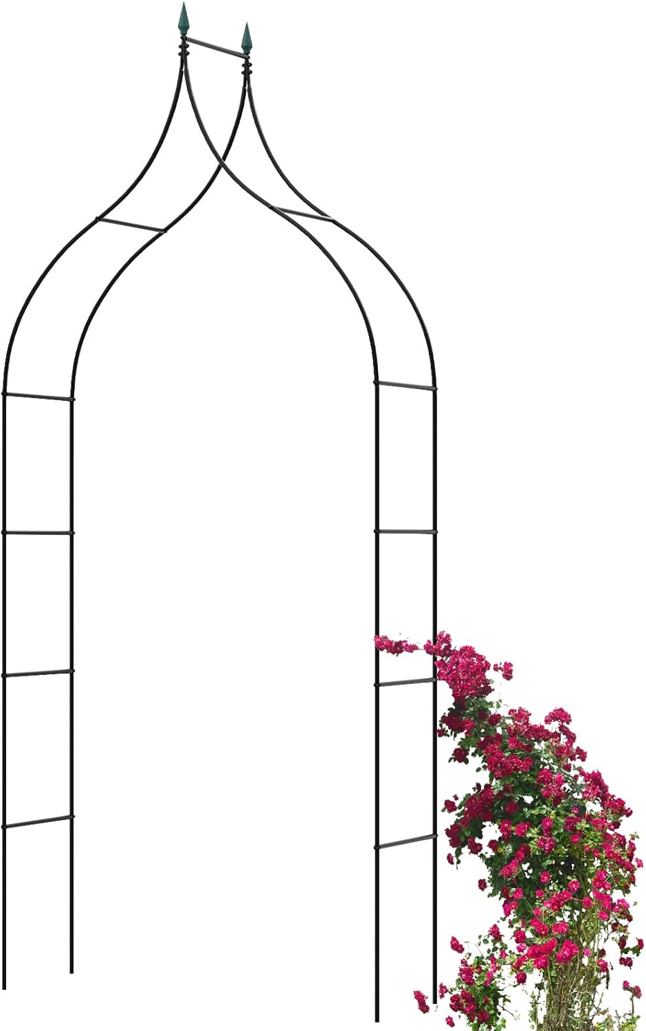 Giantex Set of 2 Metal Garden Arbor Wedding Arch, 9.5 Ft High x 4.1 Ft Wide, Pergola Arbor for Climbing Plant Roses Vines, Indoor Outdoor Garden Patio Bridal Party Decoration Wedding Arch