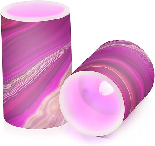 Vista 121 de Velas parpadeantes sin llama, velas LED moradas de mariposa lavanda con temporizador remoto, juego de 2 velas a pilas para San Valentín, boda