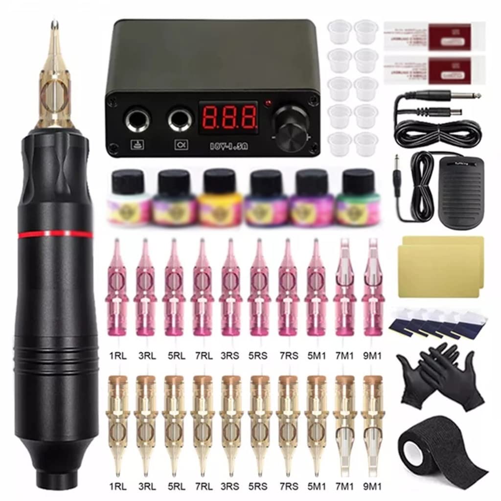 Tattoo Kits Professional Permanent Makeup Rotary Machine Set with Cartridges Needles Sets