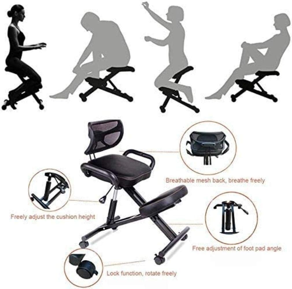 Renovation House Stool Posture e PU Leather Seat Height Adjustable Stool Kneeling with Back Promote Good Posture Stool Chair