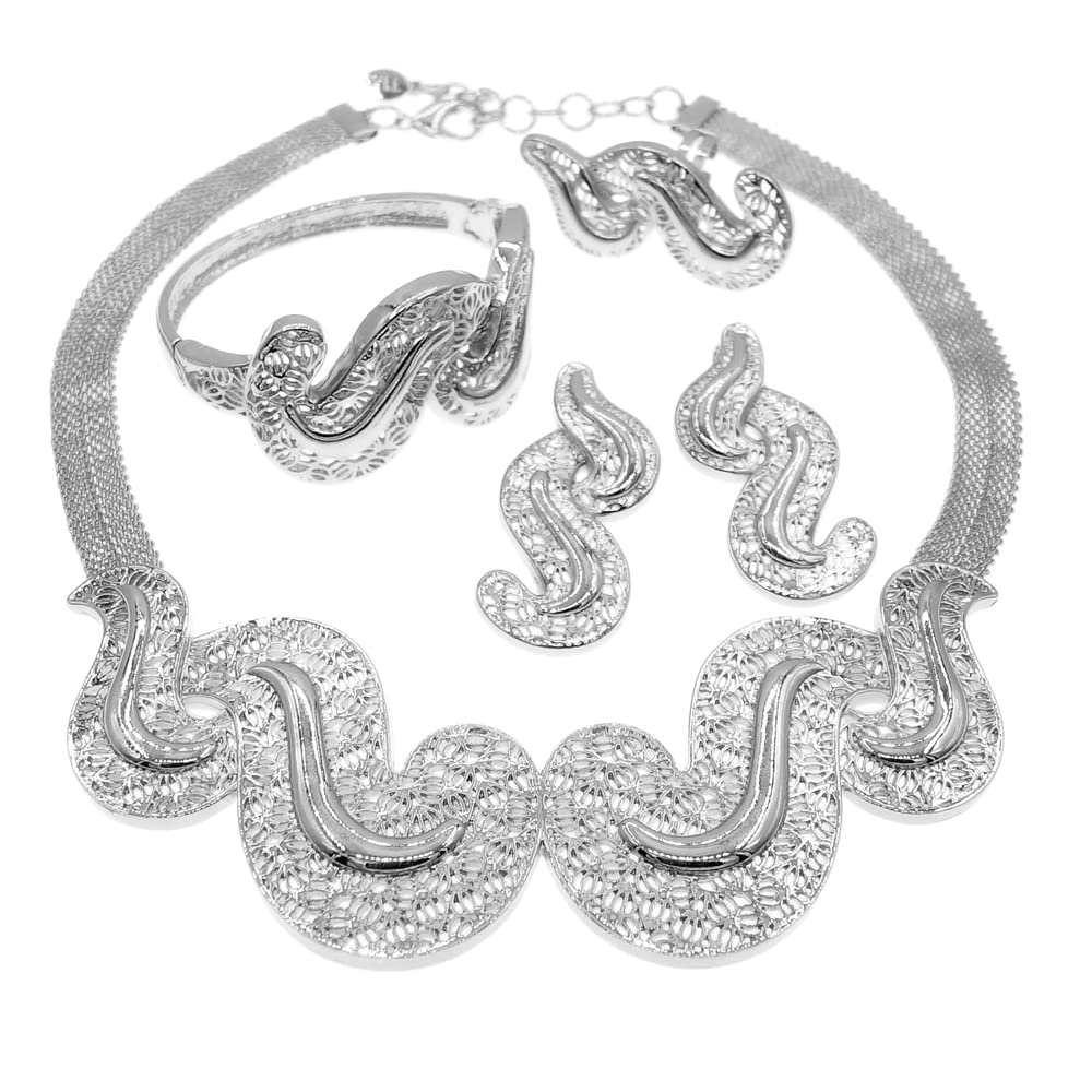 Conjunto de joyas de lujo italiano 18k nupcial con collar de diseño exclusivo 7