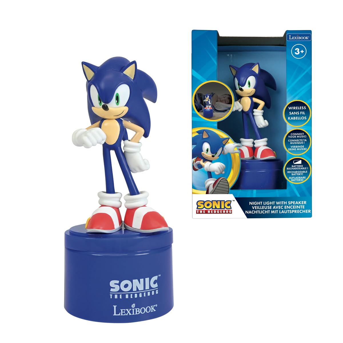 LEXIBOOK, Sonic Bluetooth Speaker Nightlight, Blue, NS02SNLXB
