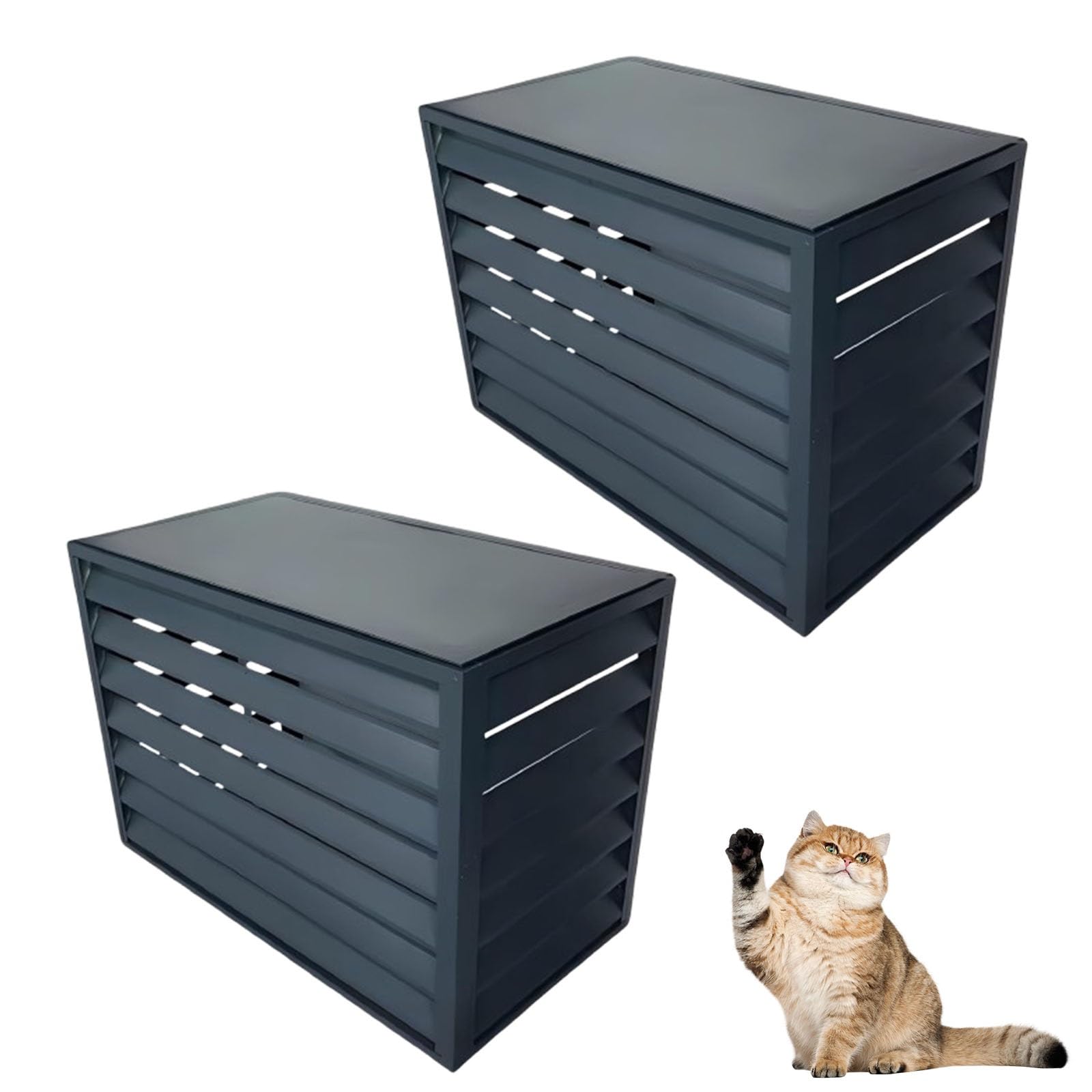 AYCDL Aluminum Air Conditioner Cover Fence with Top for Outdoor Unit Concealment & Privacy Protection,Grey-100cm