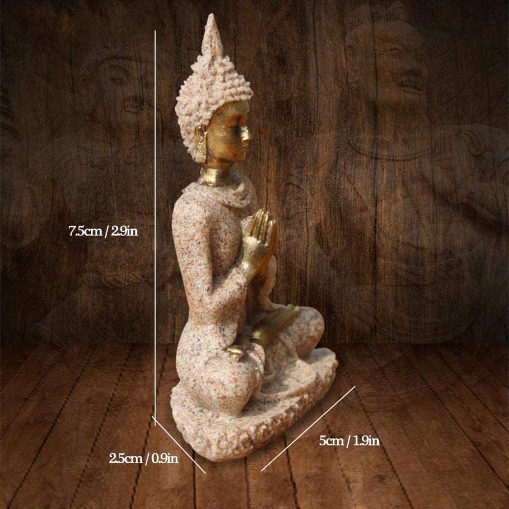 MIQXUAN Adornos de Feng Shui, Estatua de Buda, Escultura de Piedra Arenisca Tallada a Mano, artesanías, Estatua de Buda de meditación, decoración, Natural
