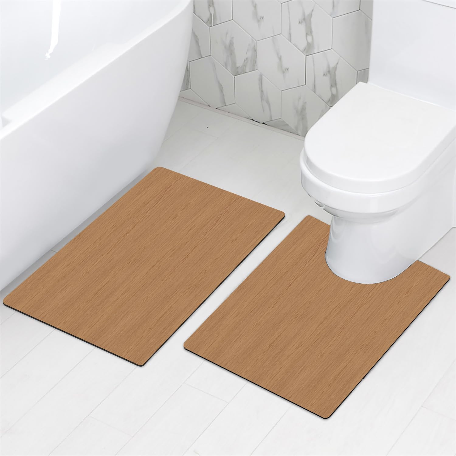 GOYLSER Elongated Toilet Mats for Bathroom U Shaped, Toilet Rugs for Bathroom U Shaped Bath Mat, Quickly Drying Bathroom Mat, Machine Washing Rectangle Bathroom Rugs