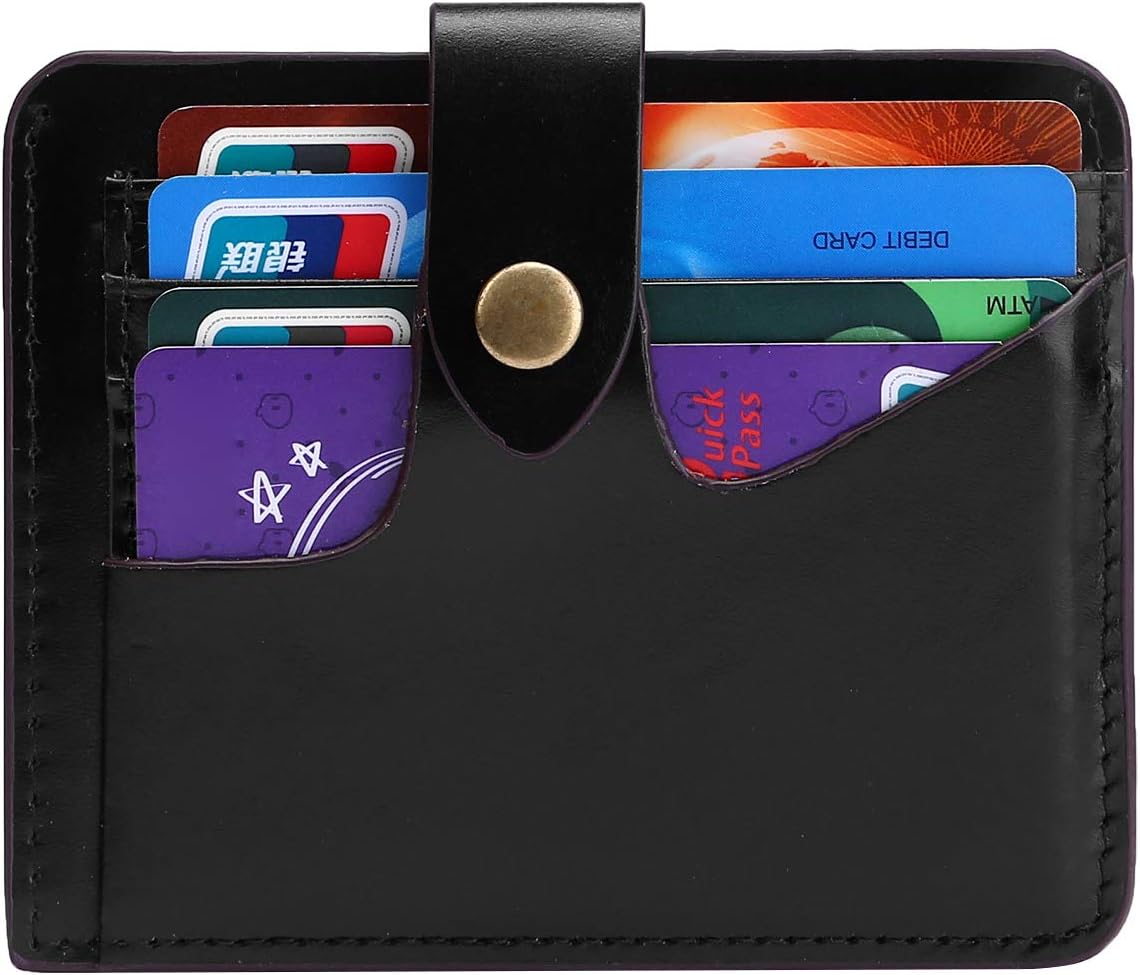 Womens Rfid Blocking Slim Leather Card Case Wallet Minimalist Credit Card Holder Small Purse(Black-1)