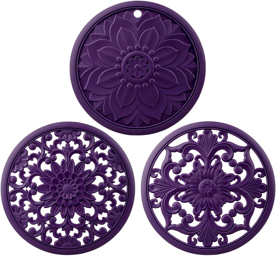 Zoyizi Purple Silicone Trivets for Hot Dishes, Pots & Pans
