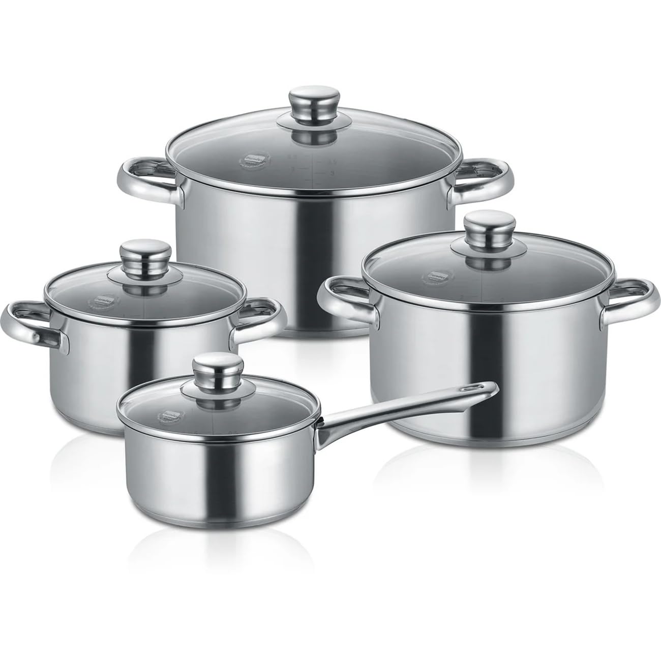 Berndes 4-teiliges Topfset New Roma, Kochtopf Set aus Edelstahl, induktionsgeeignet, Töpfe mit Deckel