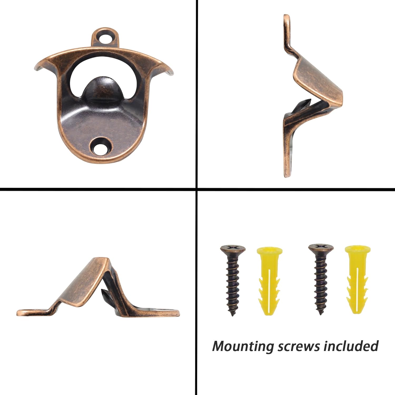 15 PCS Rustic Bottle Opener Wall Mount Beer Top Opener Bulk Stainless for DIY (Antique Copper)