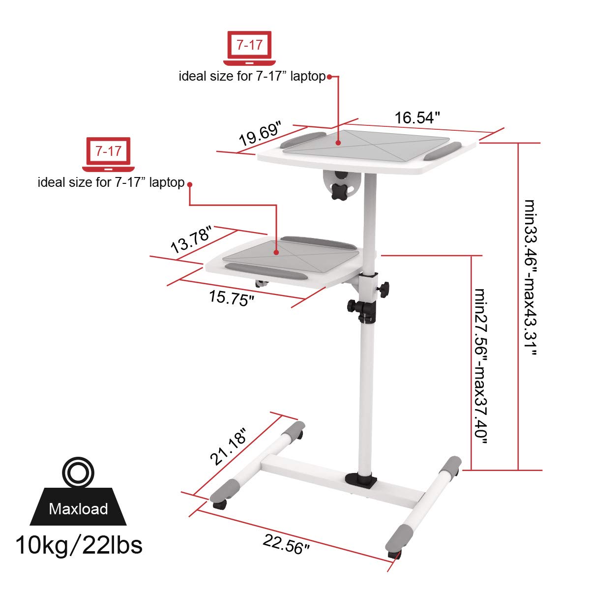 Portable Adjustable Laptop Floor Stand,Projector Presentation Trolley